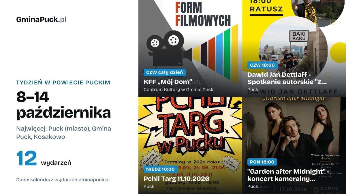 Dokąd w tym tygodniu? 12 wydarzeń w gminie Puck i powiecie (8–14 października)