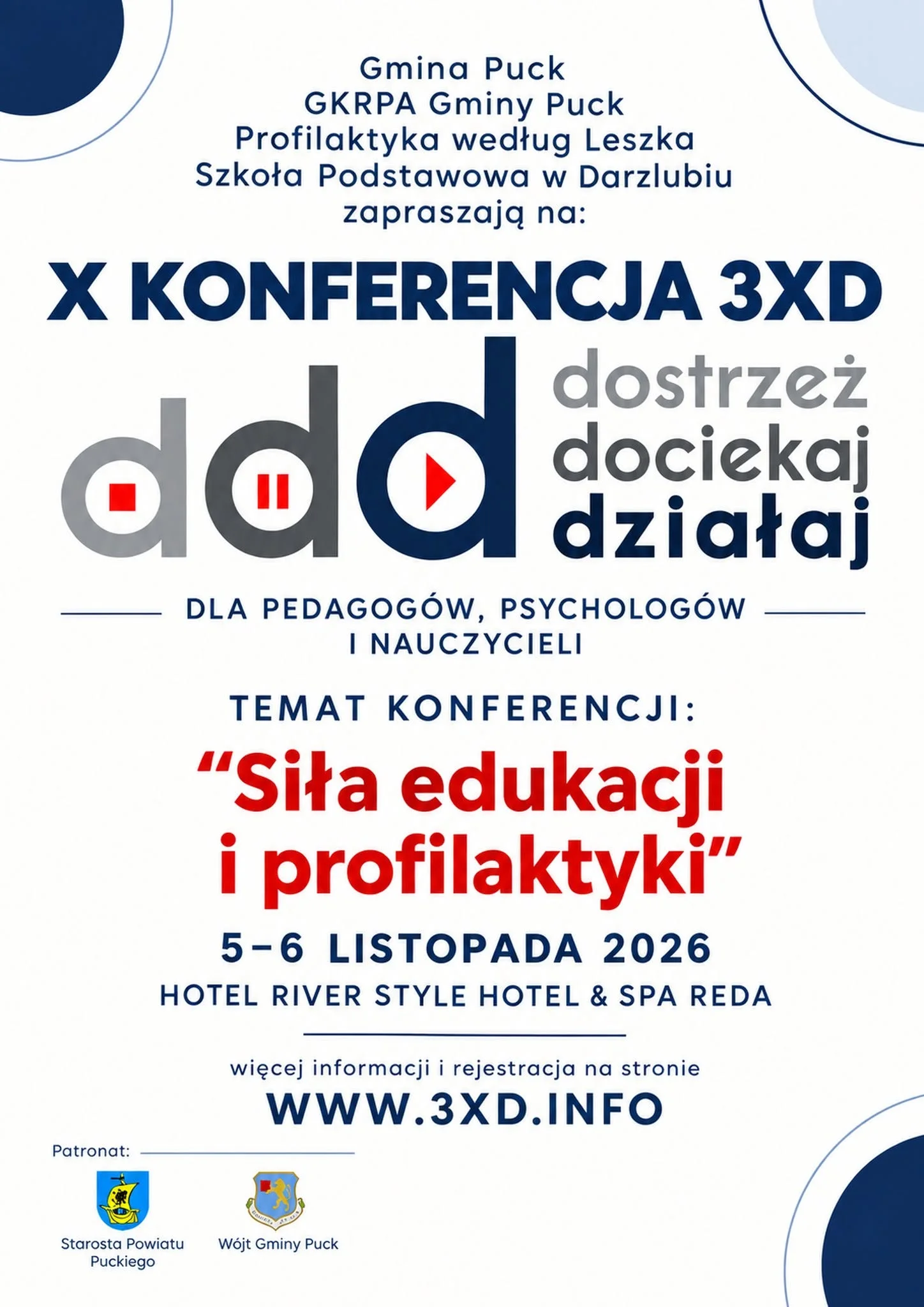 Konferencja 3xD w Redzie. Trwają zapisy na spotkanie o edukacji i profilaktyce